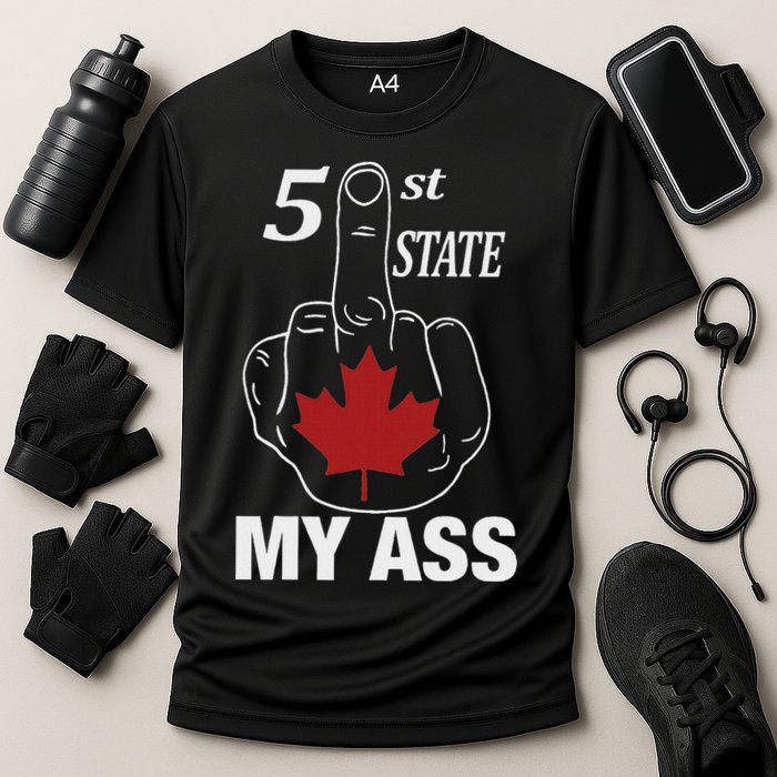51 St State My Ass Funny Canada Middle Finger Cooling Performance Crew T-Shirt