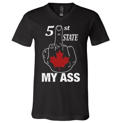 51 St State My Ass Funny Canada Middle Finger V-Neck T-Shirt