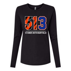 513 Stands With Buffalo Womens Cotton Relaxed Long Sleeve T-Shirt