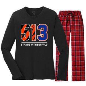 513 Stands With Buffalo Women's Long Sleeve Flannel Pajama Set 