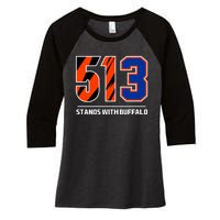 513 Stands With Buffalo Women's Tri-Blend 3/4-Sleeve Raglan Shirt