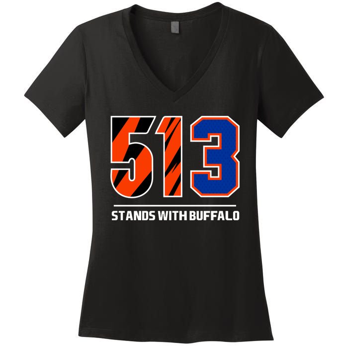 513 Stands With Buffalo Women's V-Neck T-Shirt