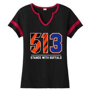 513 Stands With Buffalo Love For 3 Pray For Damar Ladies Halftime Notch Neck Tee