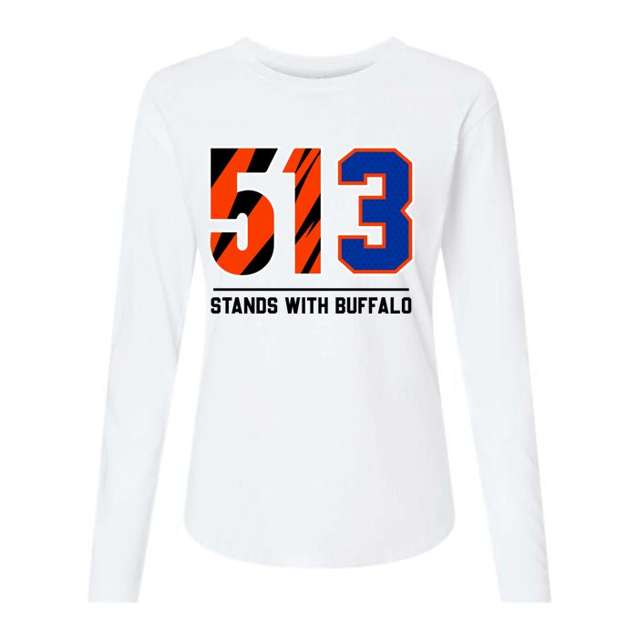 513 Stands With Buffalo Love For 3 Pray For Damar Womens Cotton Relaxed Long Sleeve T-Shirt