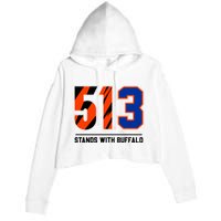 513 Stands With Buffalo Love For 3 Pray For Damar Crop Fleece Hoodie