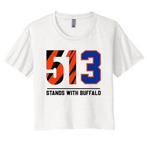 513 Stands With Buffalo Love For 3 Pray For Damar Women's Crop Top Tee