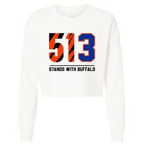 513 Stands With Buffalo Love For 3 Pray For Damar Cropped Pullover Crew