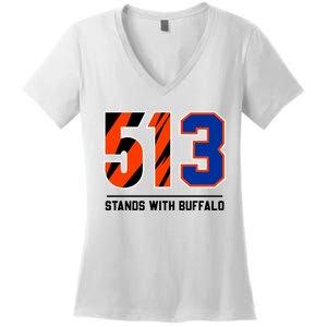 513 Stands With Buffalo Love For 3 Pray For Damar Women's V-Neck T-Shirt