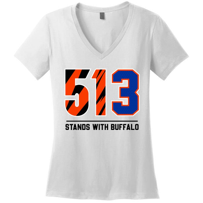 513 Stands With Buffalo Love For 3 Pray For Damar Women's V-Neck T-Shirt