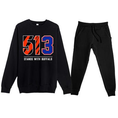 513 Stands With Buffalo Gift Premium Crewneck Sweatsuit Set