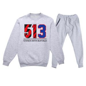 513 Stands With Buffalo Pray For Damar 3 Buffalo Love For 3 We Are With You Premium Crewneck Sweatsuit Set