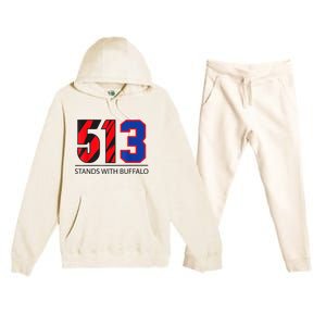 513 Stands With Buffalo Pray For Damar 3 Buffalo Love For 3 We Are With You Premium Hooded Sweatsuit Set