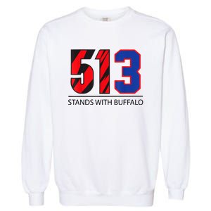 513 Stands With Buffalo Pray For Damar 3 Buffalo Love For 3 We Are With You Garment-Dyed Sweatshirt