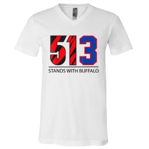 513 Stands With Buffalo Pray For Damar 3 Buffalo Love For 3 We Are With You V-Neck T-Shirt