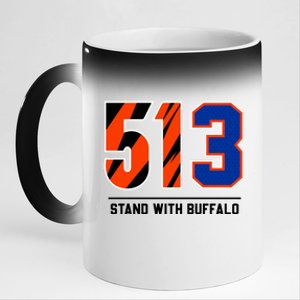 513 Stand With Buffalo Love For 3 Pray For Damar 11oz Black Color Changing Mug