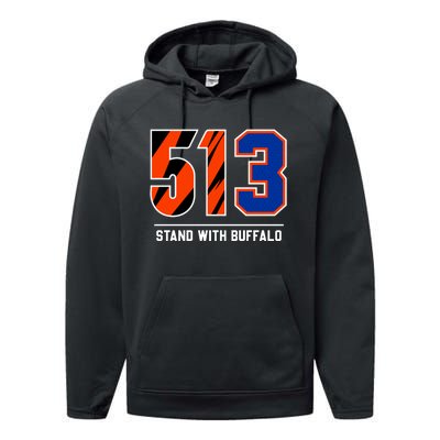 513 Stand With Buffalo Love For 3 Pray For Damar Performance Fleece Hoodie