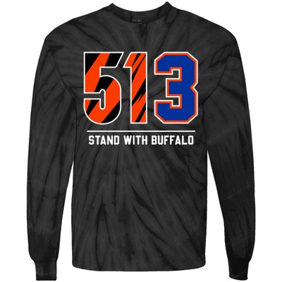 513 Stand With Buffalo Love For 3 Pray For Damar Tie-Dye Long Sleeve Shirt