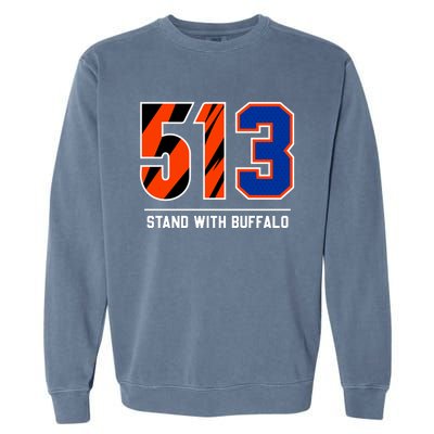 513 Stand With Buffalo Love For 3 Pray For Damar Garment-Dyed Sweatshirt