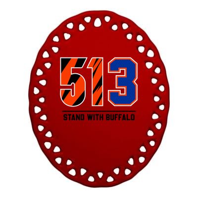 513 Stand With Buffalo Love For 3 Pray For Damar Ceramic Oval Ornament