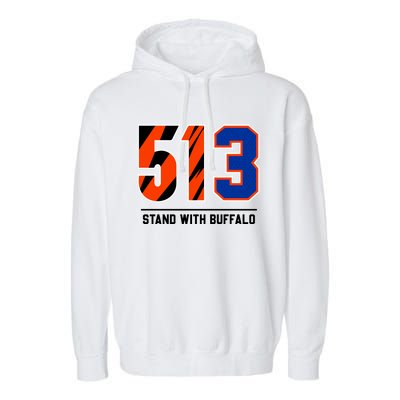 513 Stand With Buffalo Love For 3 Pray For Damar Garment-Dyed Fleece Hoodie