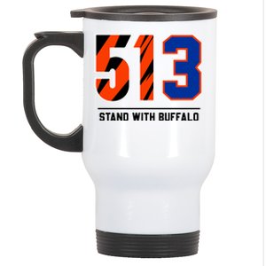 513 Stand With Buffalo Love For 3 Pray For Damar Stainless Steel Travel Mug