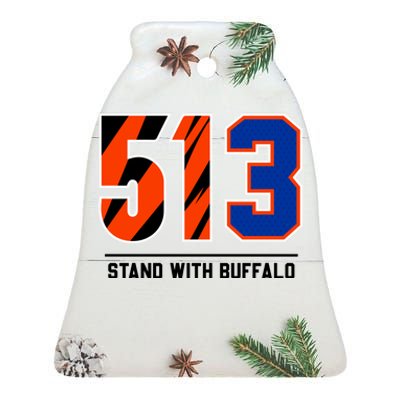 513 Stand With Buffalo Love For 3 Pray For Damar Ceramic Bell Ornament