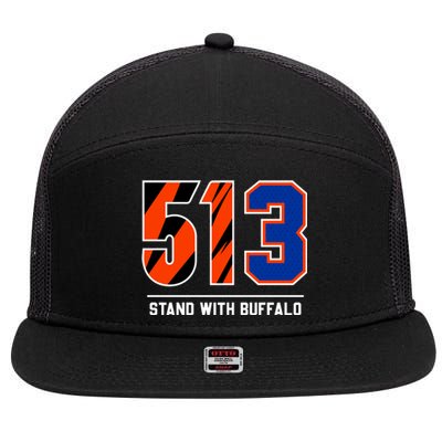 513 Stand With Buffalo Love For 3 Pray For Damar 7 Panel Mesh Trucker Snapback Hat