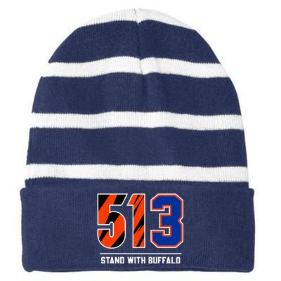 513 Stand With Buffalo Love For 3 Pray For Damar Striped Beanie with Solid Band