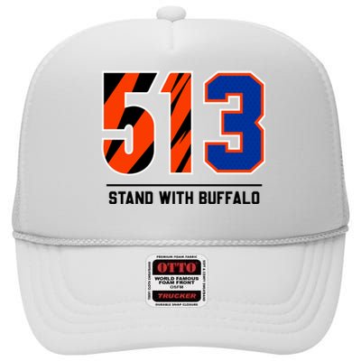 513 Stand With Buffalo Love For 3 Pray For Damar High Crown Mesh Back Trucker Hat