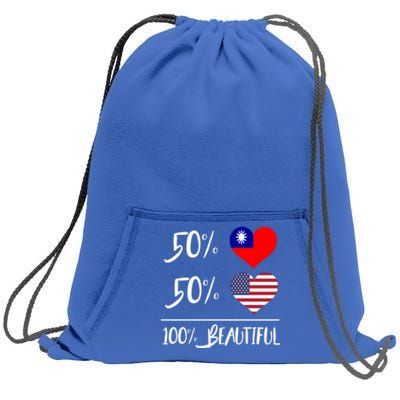 50% Taiwanese 50% American 100% Beautiful Gift Sweatshirt Cinch Pack Bag