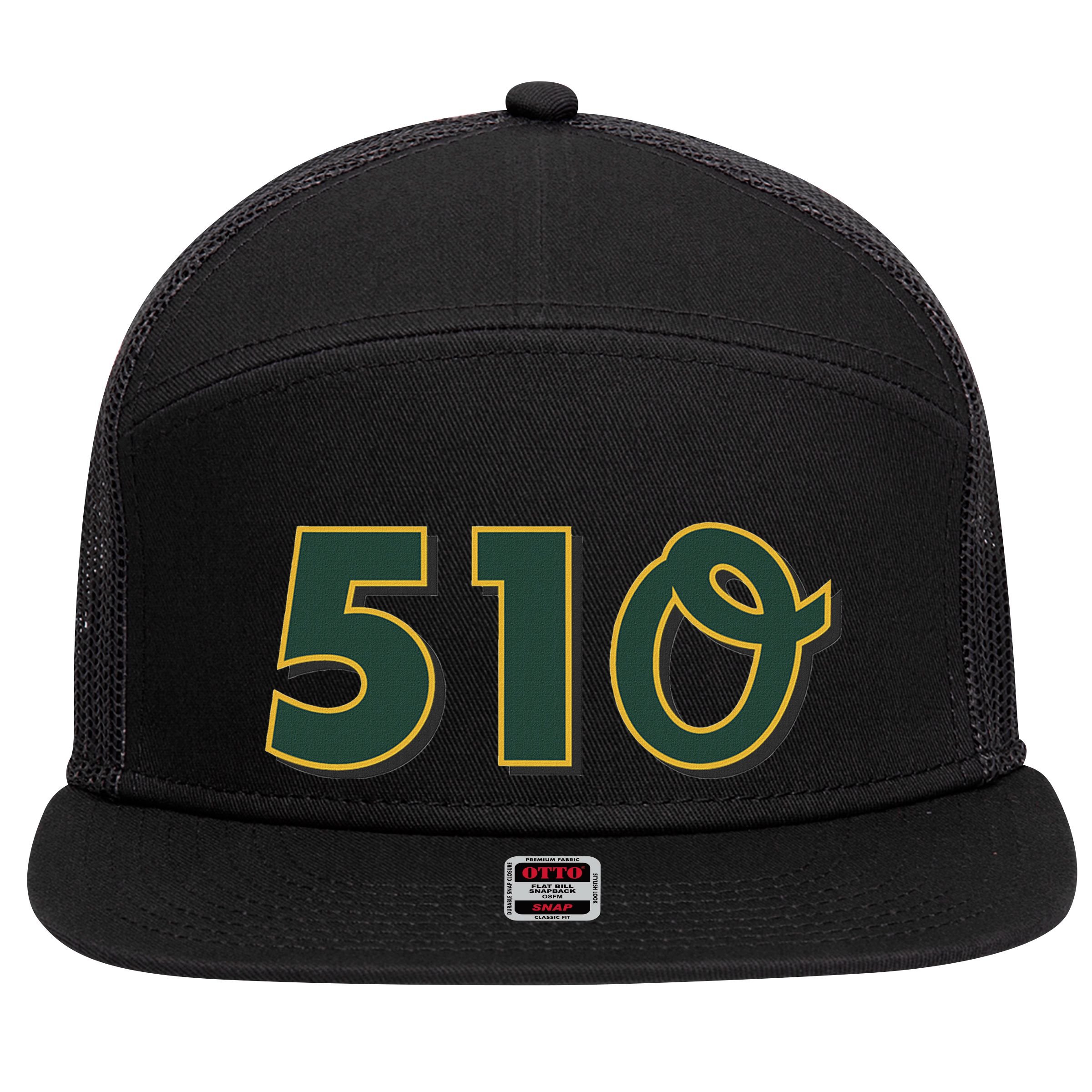 510 The Bay Area Oakland Baseball 7 Panel Mesh Trucker Snapback Hat