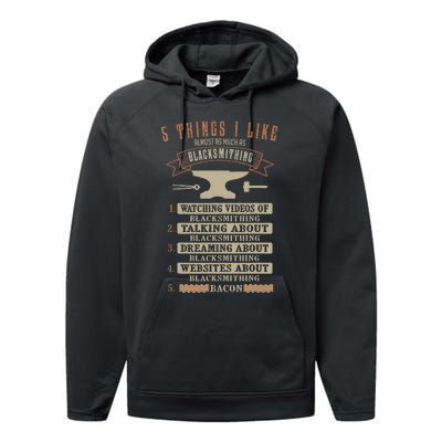 5 Things Blacksmithing Blacksmith Fathers Day Gift Performance Fleece Hoodie