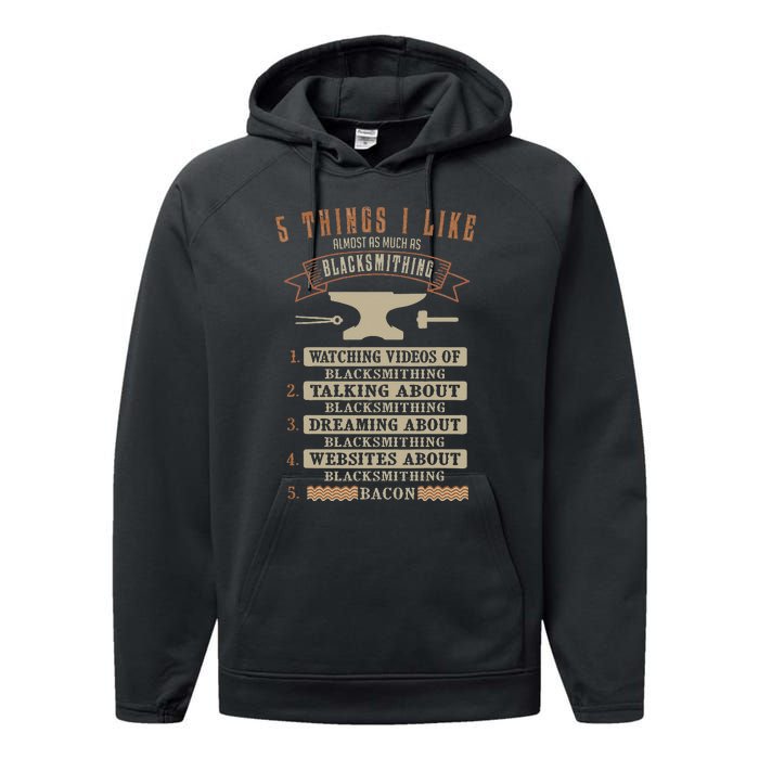 5 Things Blacksmithing Blacksmith Fathers Day Gift Performance Fleece Hoodie