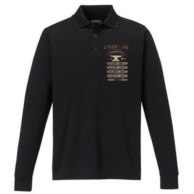 5 Things Blacksmithing Blacksmith Fathers Day Gift Performance Long Sleeve Polo