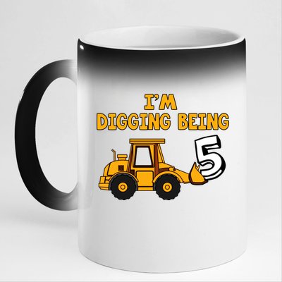 5th Birthday I'm Digging Being Five 11oz Black Color Changing Mug