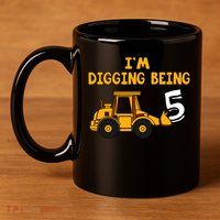 5th Birthday I'm Digging Being Five 11oz C Handle Ceramic Mug