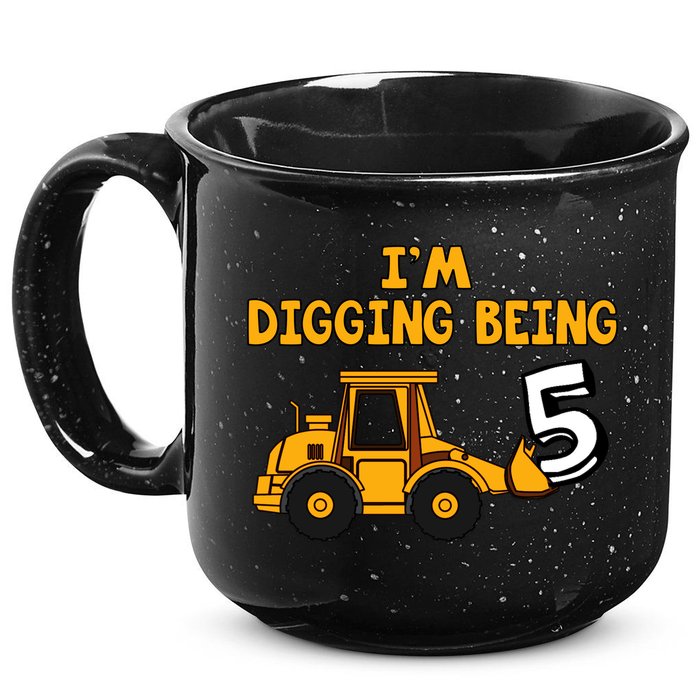 5th Birthday I'm Digging Being Five 15oz Campfire Ceramic Mug