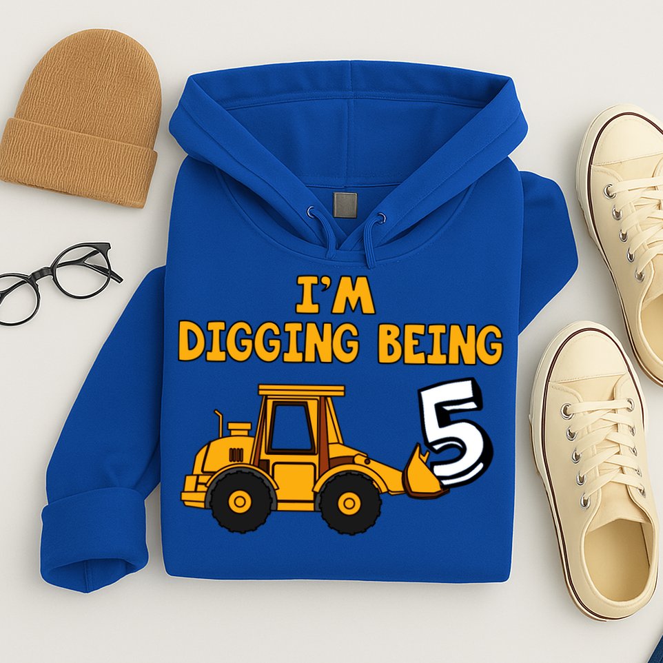 5th Birthday I'm Digging Being Five Hoodie
