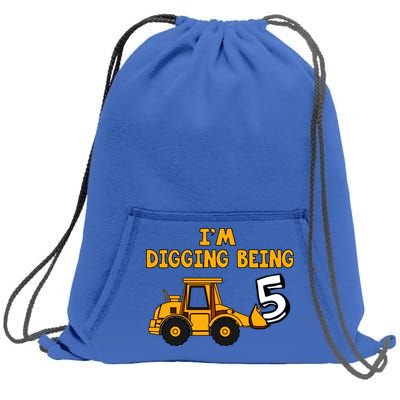 5th Birthday I'm Digging Being Five Sweatshirt Cinch Pack Bag