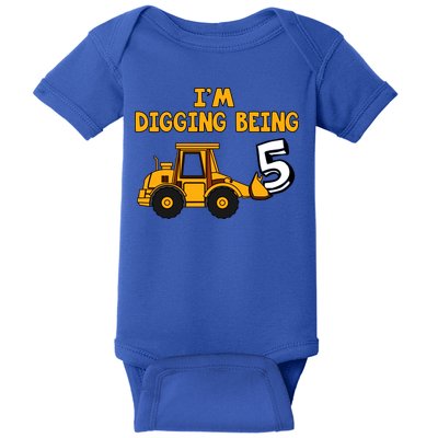 5th Birthday I'm Digging Being Five Baby Bodysuit