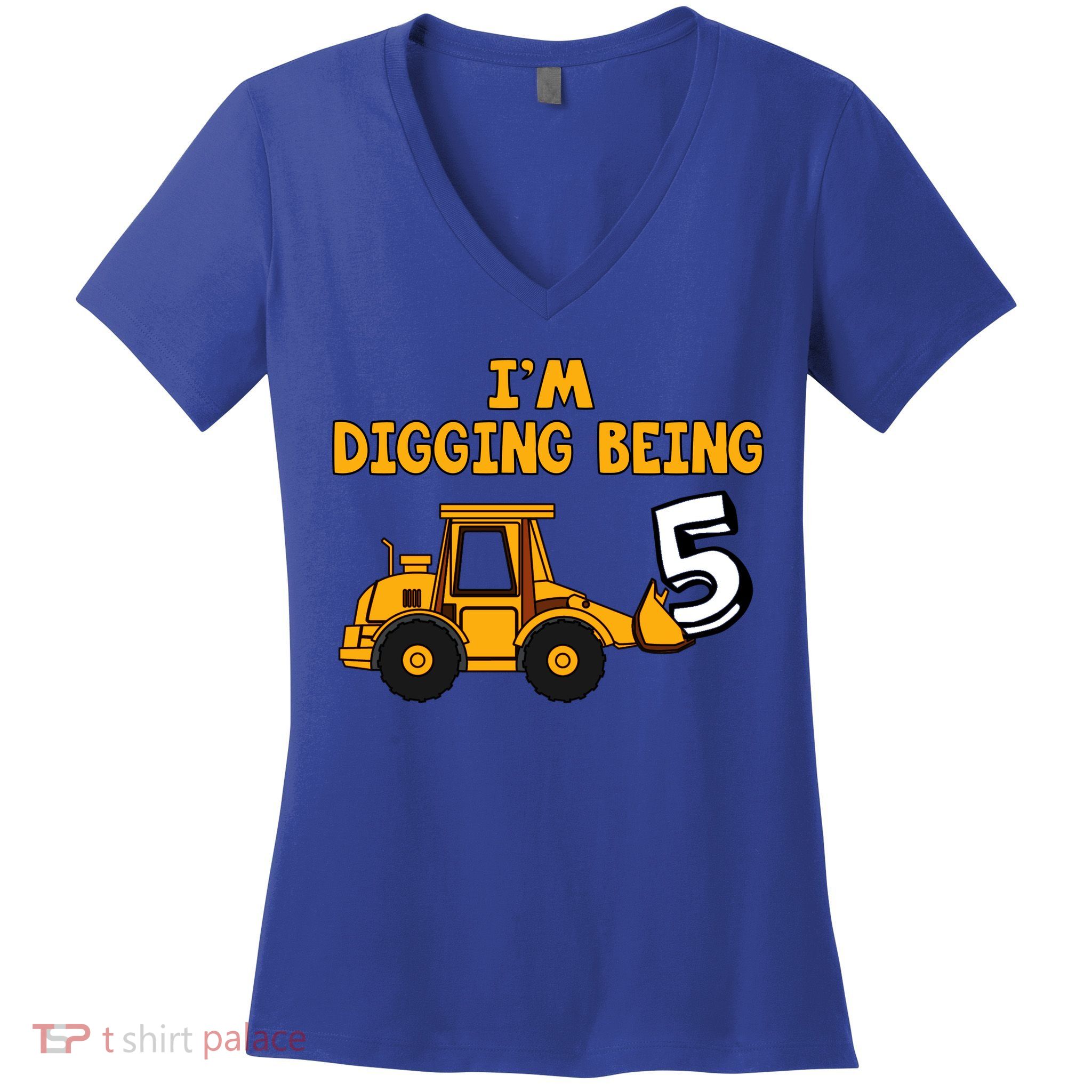 5th Birthday I'm Digging Being Five Women's V-Neck T-Shirt