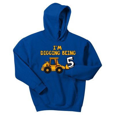 5th Birthday I'm Digging Being Five Kids Hoodie