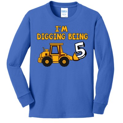 5th Birthday I'm Digging Being Five Kids Long Sleeve Shirt