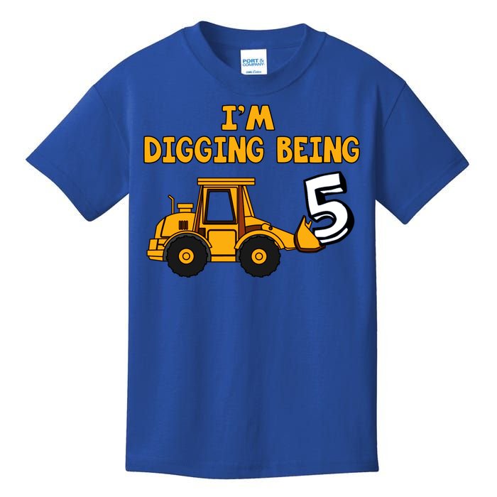 5th Birthday I'm Digging Being Five Kids T-Shirt