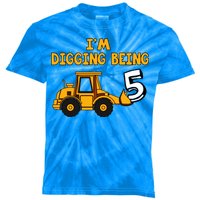 5th Birthday I'm Digging Being Five Kids Tie-Dye T-Shirt