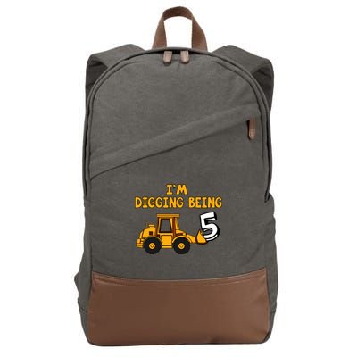 5th Birthday I'm Digging Being Five Cotton Canvas Backpack