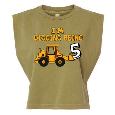 5th Birthday I'm Digging Being Five Garment-Dyed Women's Muscle Tee