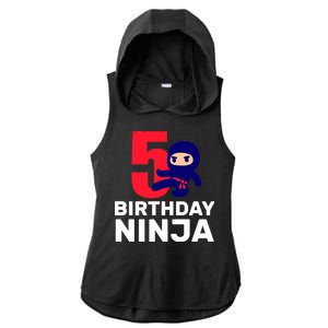 5th Birthday Ninja  Ladies PosiCharge Tri-Blend Wicking Draft Hoodie Tank