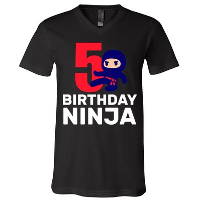 5th Birthday Ninja  V-Neck T-Shirt