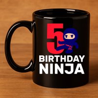 5th Birthday Ninja  11oz C Handle Ceramic Mug